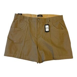 Tan Flat Front Casual Shorts Relaxed Fit